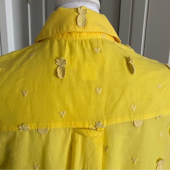 Anthropologie Brand Maeve Yellow Pineapple Appliqué Button Down Blouse Size S - Picture 4 of 8
